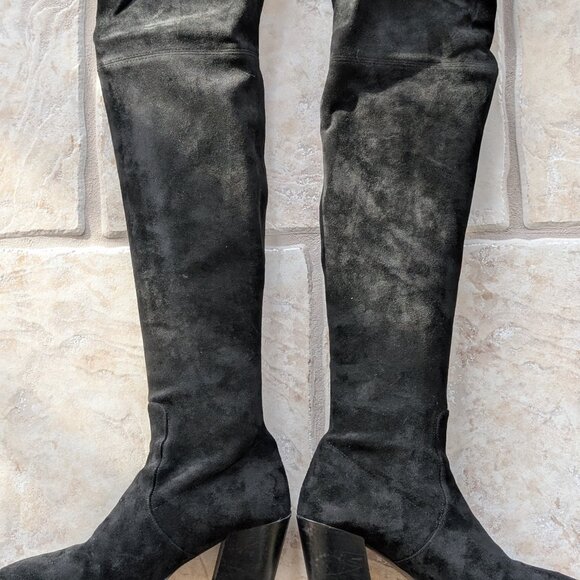 Black Suede Over The Knee Boots by Thursday Boot Company - Picture 4 of 6